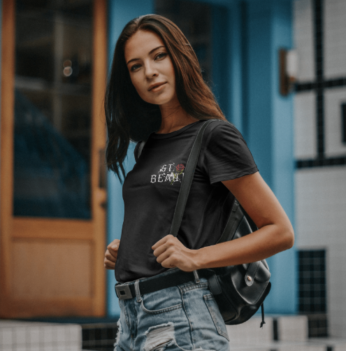 St. Beaut Splatter Rose Tee- BLACK
