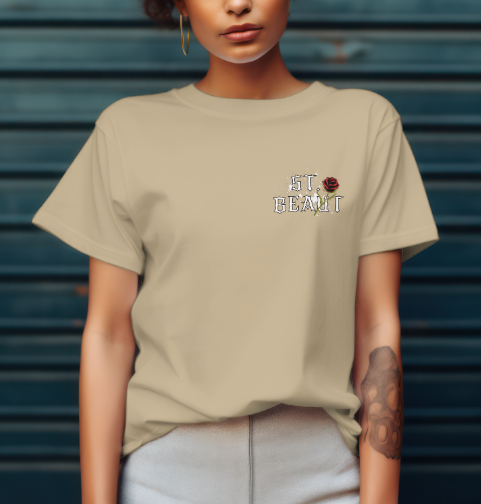 St. Beaut Splatter Rose Tee-SAND