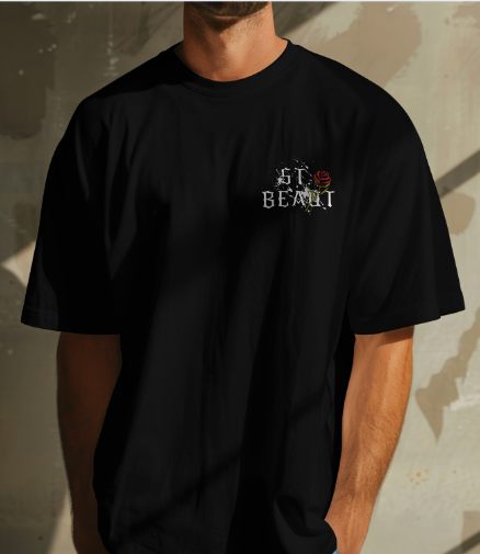 St. Beaut Splatter Rose Tee- BLACK