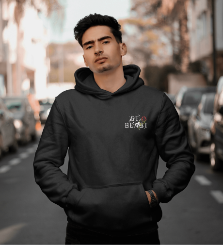 St. Beaut Splatter Rose Hoodie-BLACK