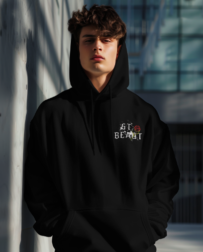 St. Beaut Splatter Rose Hoodie-BLACK