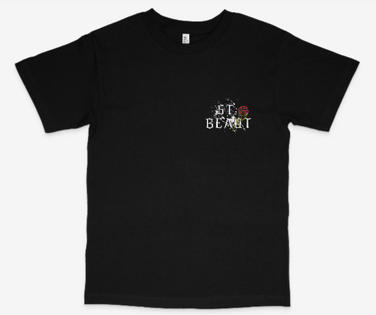 St. Beaut Splatter Rose Tee- BLACK